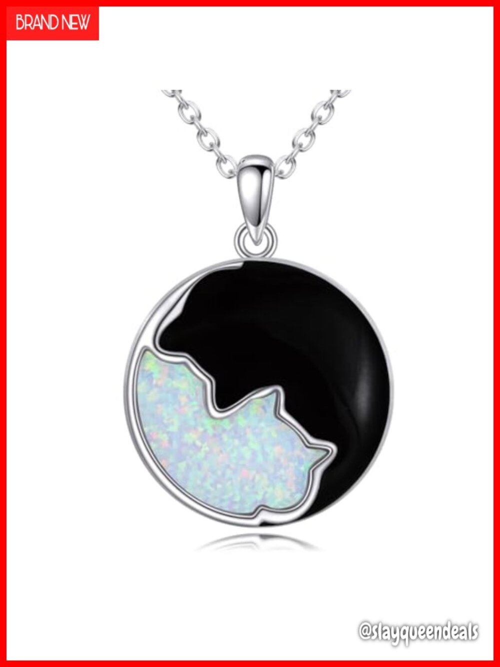 Infinity Necklace Sterling Silver Cat Pendant Yin Yang Jewelry Gift for Women